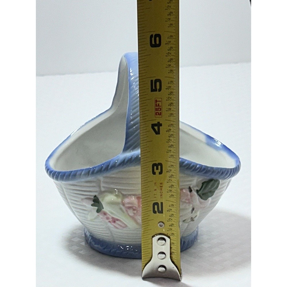Vintage Small Blue & White Multicolor Fruit Ceramic Basket‎ Candy Dish - Picture 9 of 12